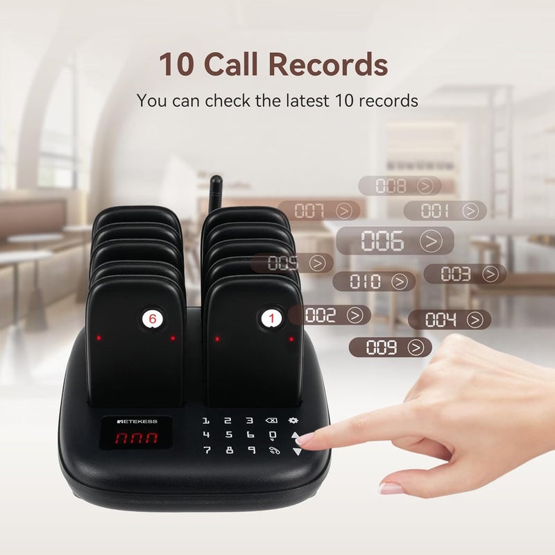 Retekess نظام جرس المطعم TD175S، مدى طويل 3280 قدم، 10 جرسات وصفارات، 7 أوضاع اتصال مع اهتزاز، ووميض وصفارة، 4 أوضاع لوحة مفاتيح لساحة الطعام، شاحنة الطعام، حضانة الكنيسة - Image 5